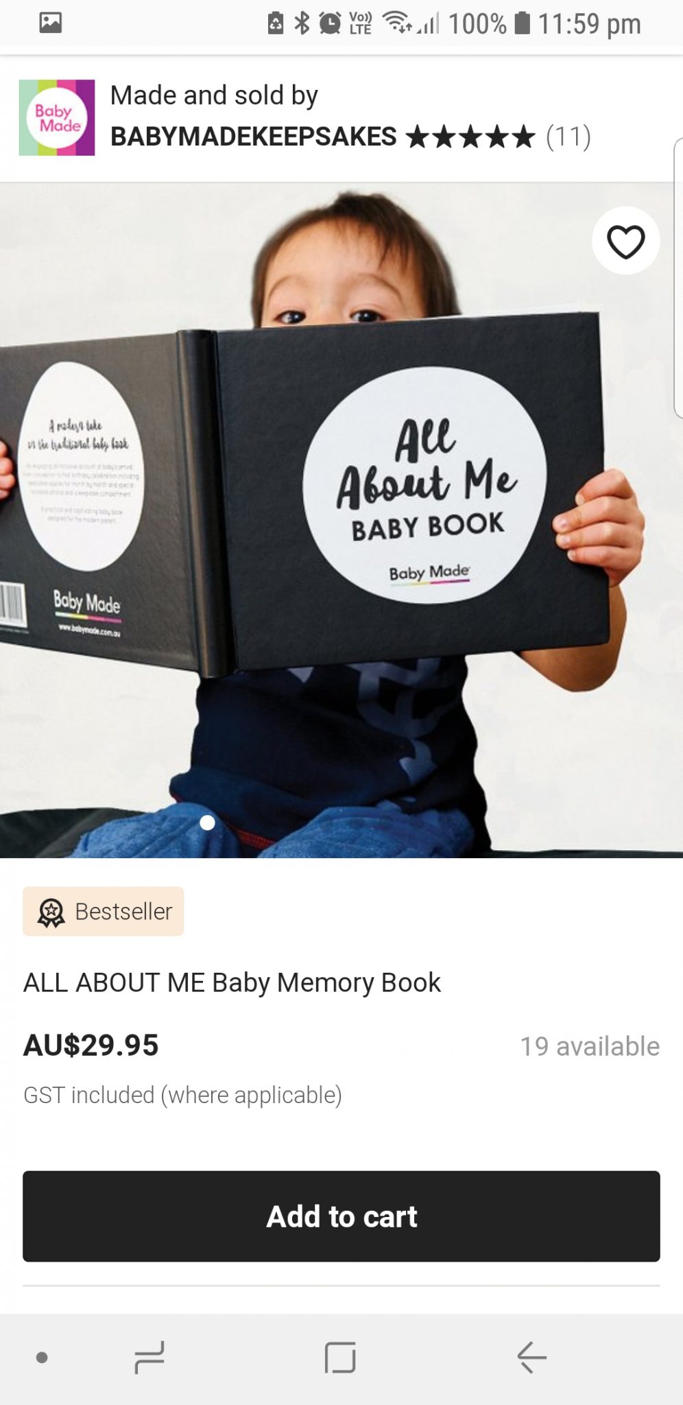 Baby memory book