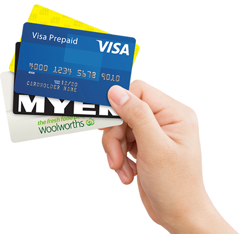 Hand holding gift registry cards