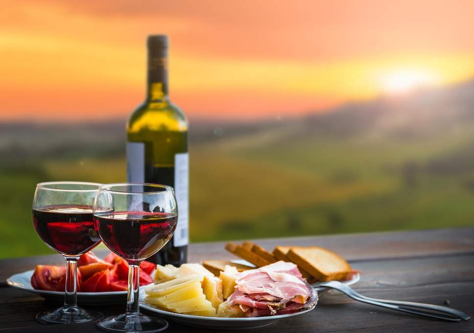 Wine and cheese in Italy