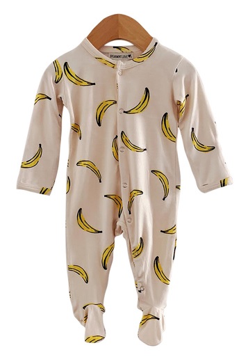 Basic Footed Romper, Bananas