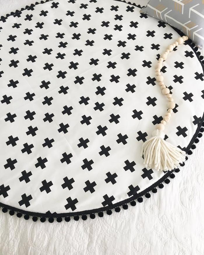 Petit Luxe Bebe | Black Crosses Monochrome Baby Playmat