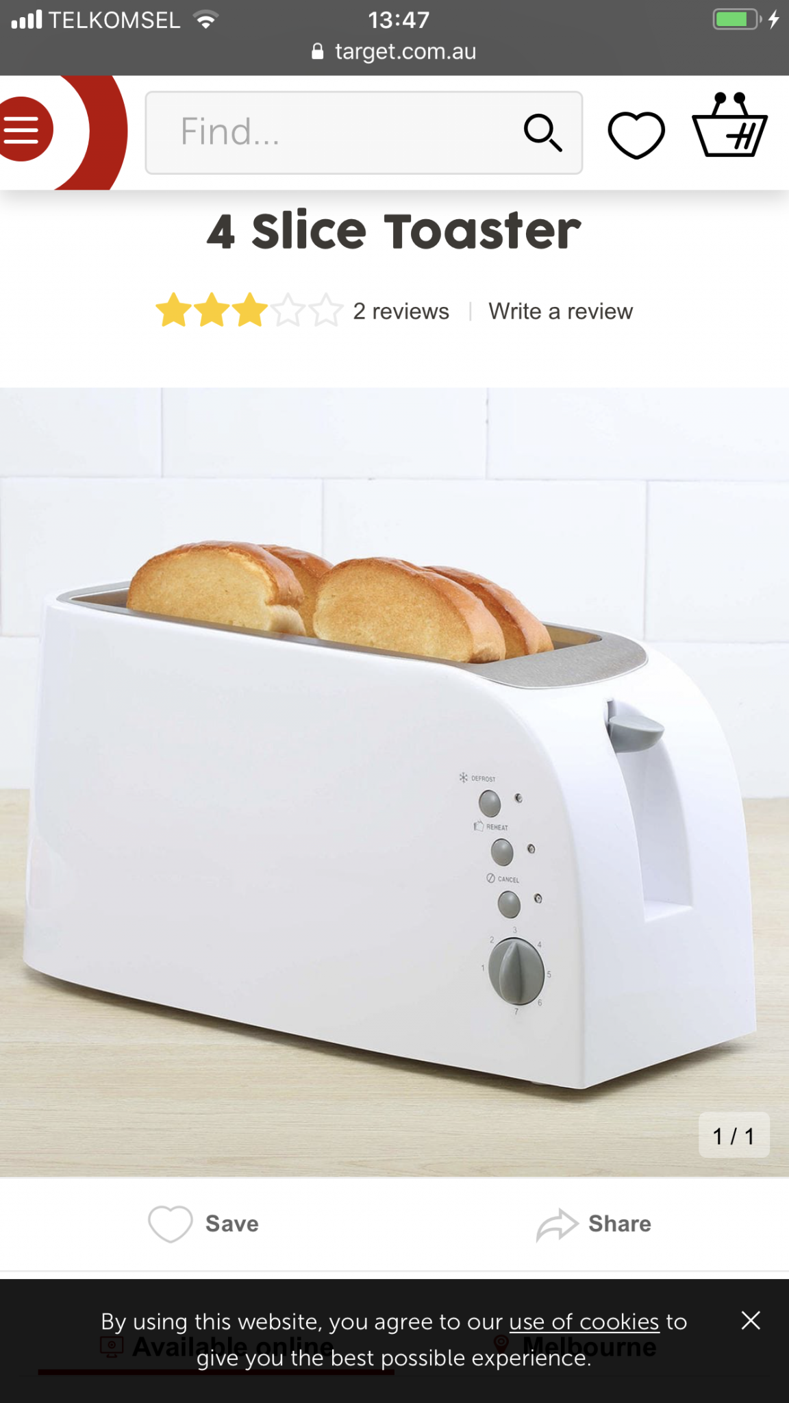 4 slice toaster from Target Australia