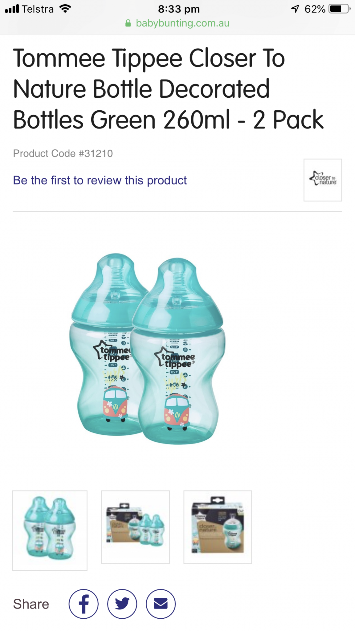 Tommee Tippee Closer to Nature Decorated Bottles