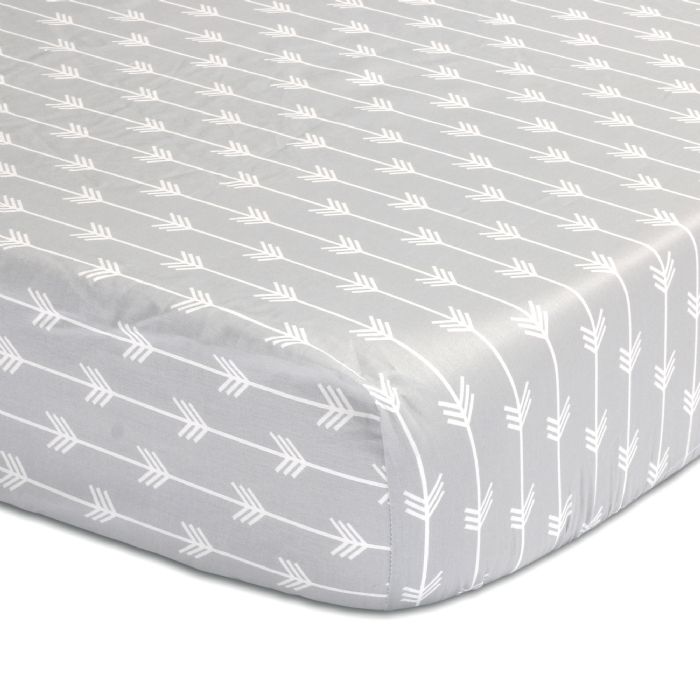 Peanut Shell Fitted Cot Sheet Grey Arrows