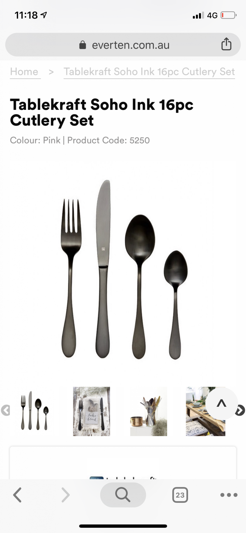 Cutlery - Tablekraft Ink (Black)