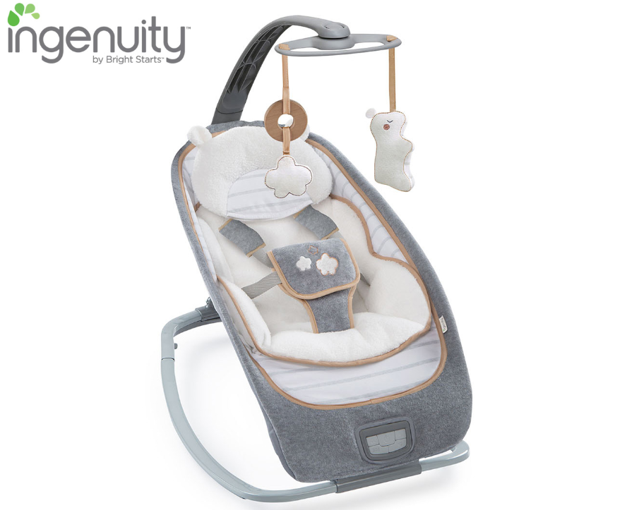 Ingenuity Boutique Collection Bouncer/Cradling Seat Baby/Infant Rocking Chair/Music/Toy - Bella Teddy