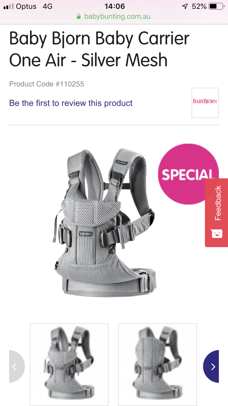 Baby Bjorn Baby Carrier One Air Silver Mesh