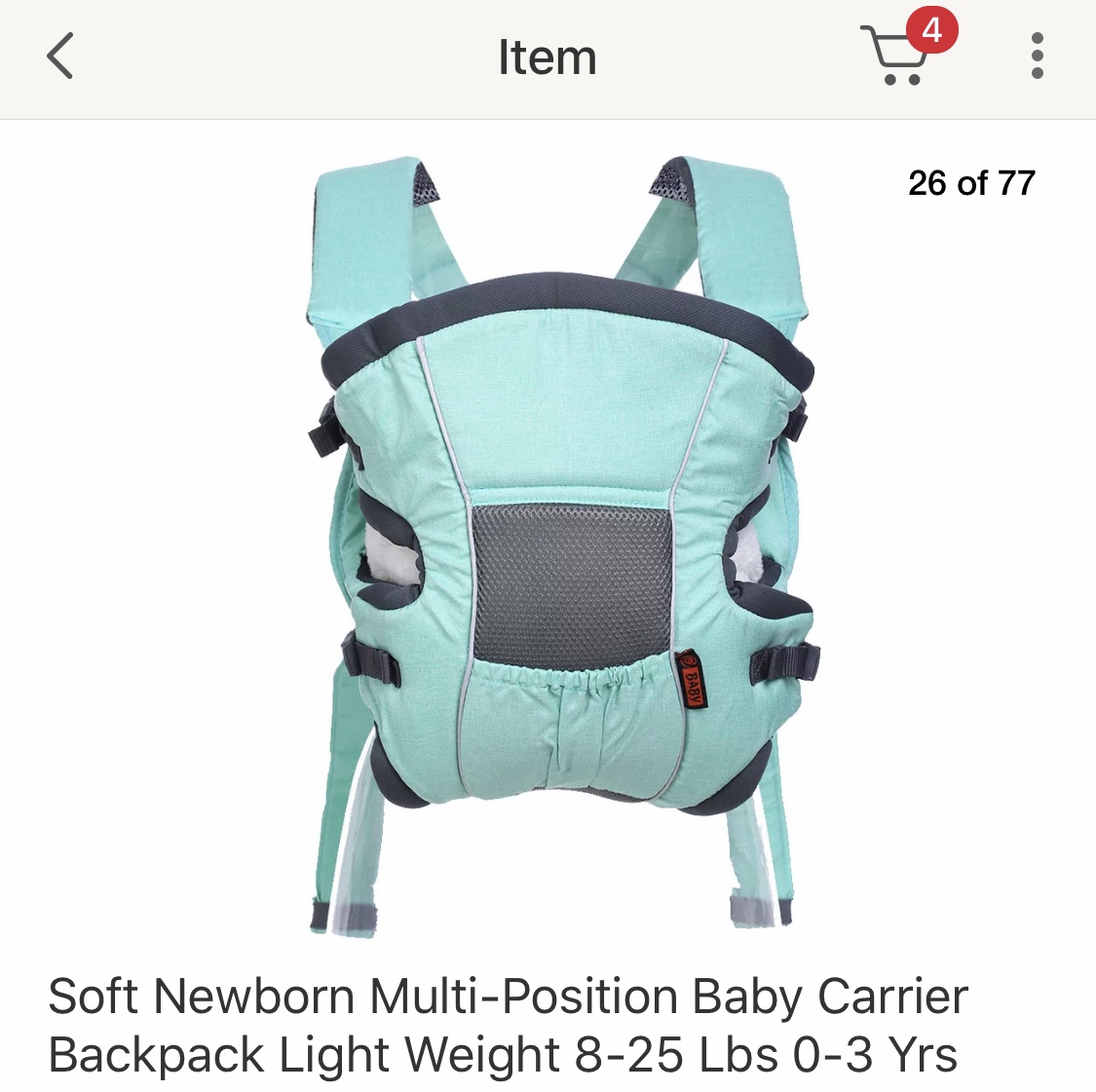 Soft newborn multi position baby carrier