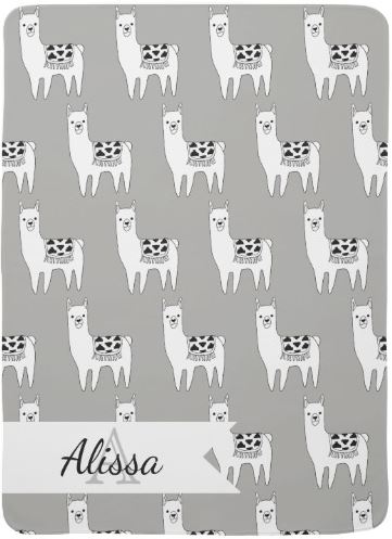 Modern Cute Llamas Sketch Pattern & Baby's Name Baby Blanket - surname Akpinar