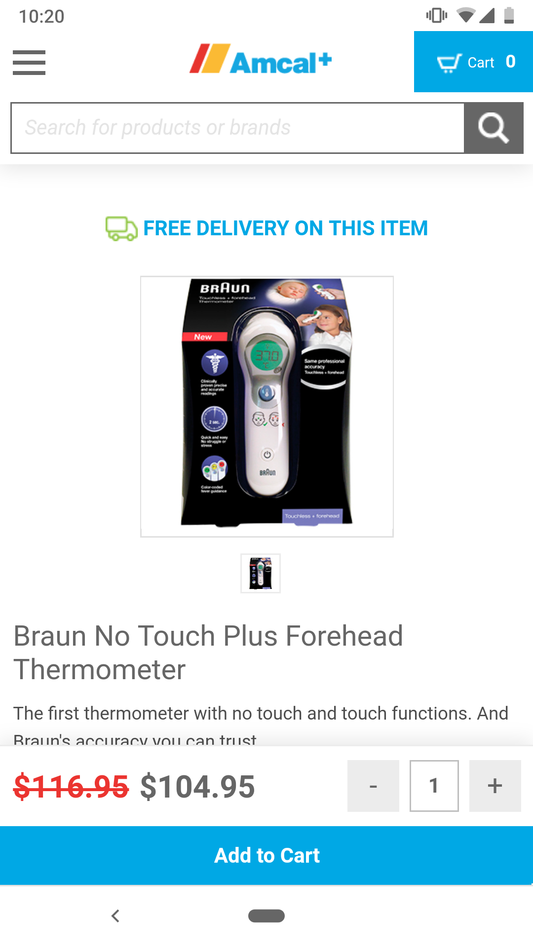 Braun no touch plus forehead thermometer
