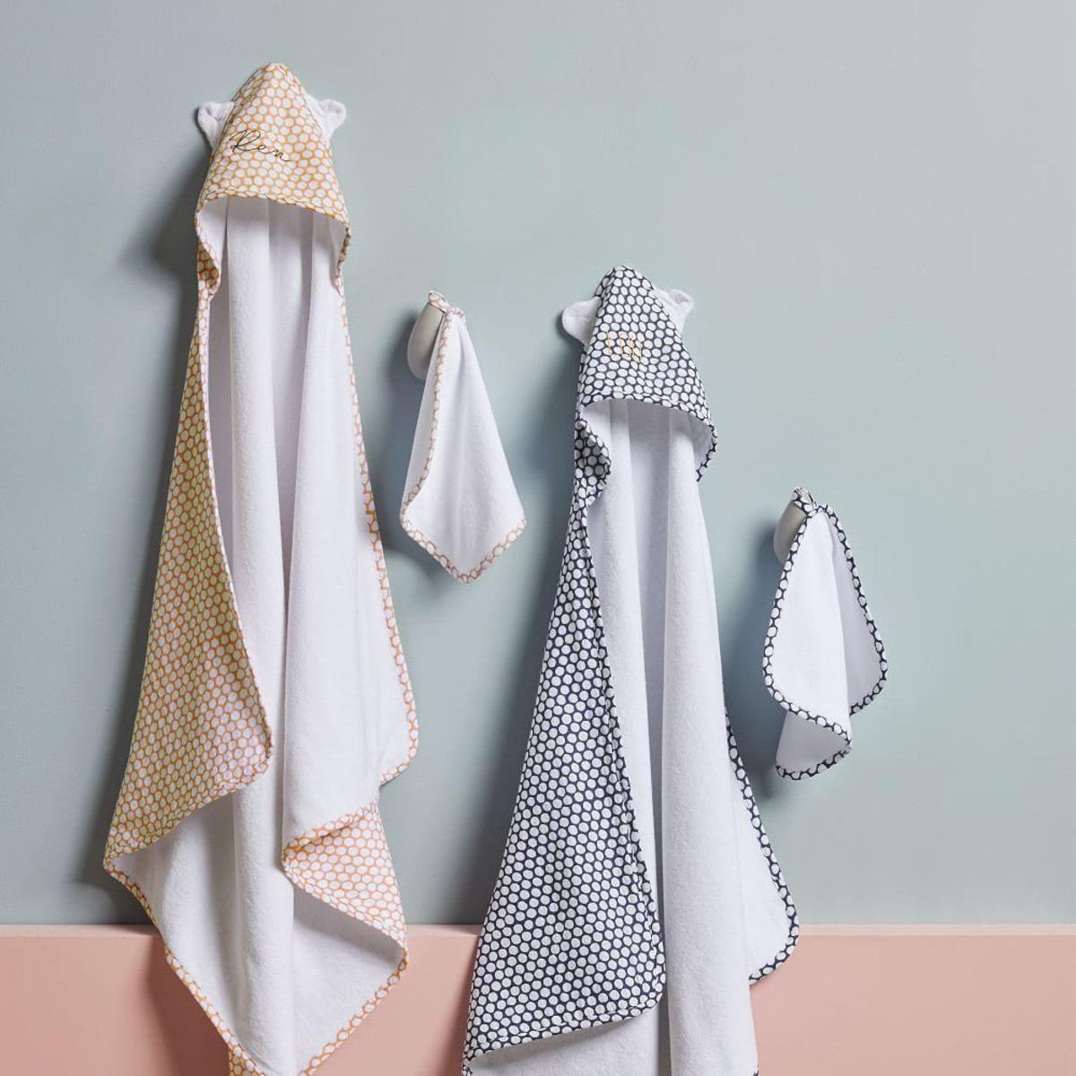 Dot Bath Wrap + Washcloth Sets