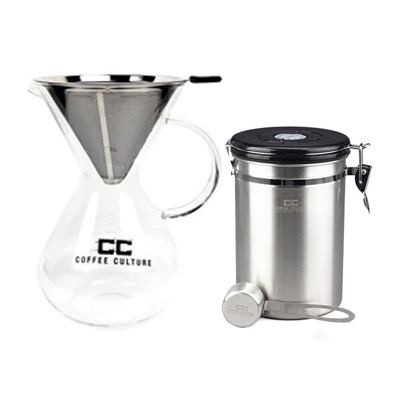 Coffee Maker and Dripper 600ml + Coffee Canister