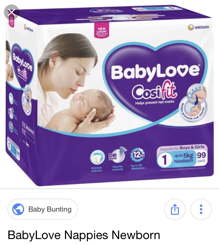 Baby Love Nappies & Wipes (not huggies)