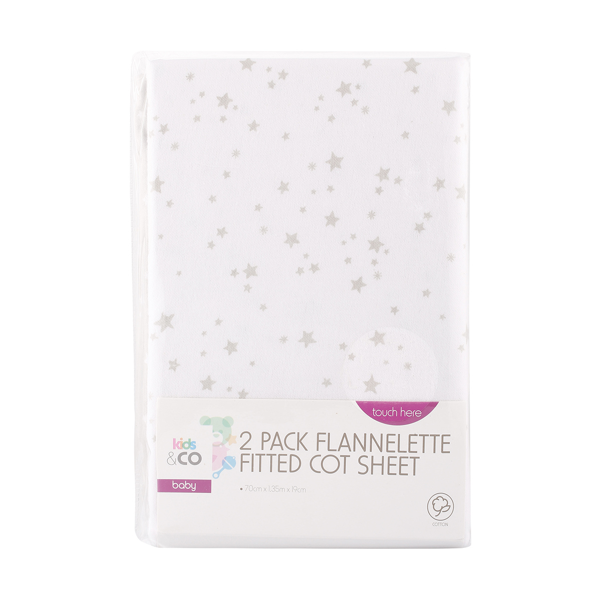 2 Pack Flannelette Fitted Cot Sheet - Stars