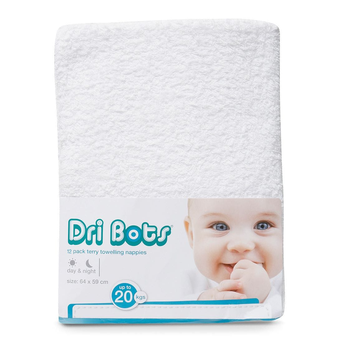 DriBots Terry Towelling Nappies 12 Pack