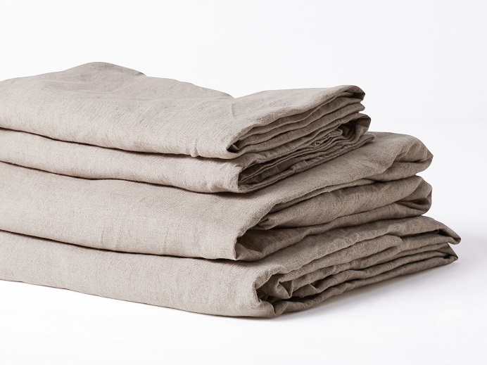 QUEEN Ultra luxurious 100% pure French linen sheet set in Natural WITH 50CM FITTED SHEET