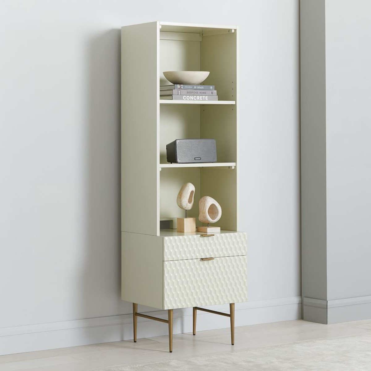 Audrey Media Tower (2-Drawer Storage + Hutch)