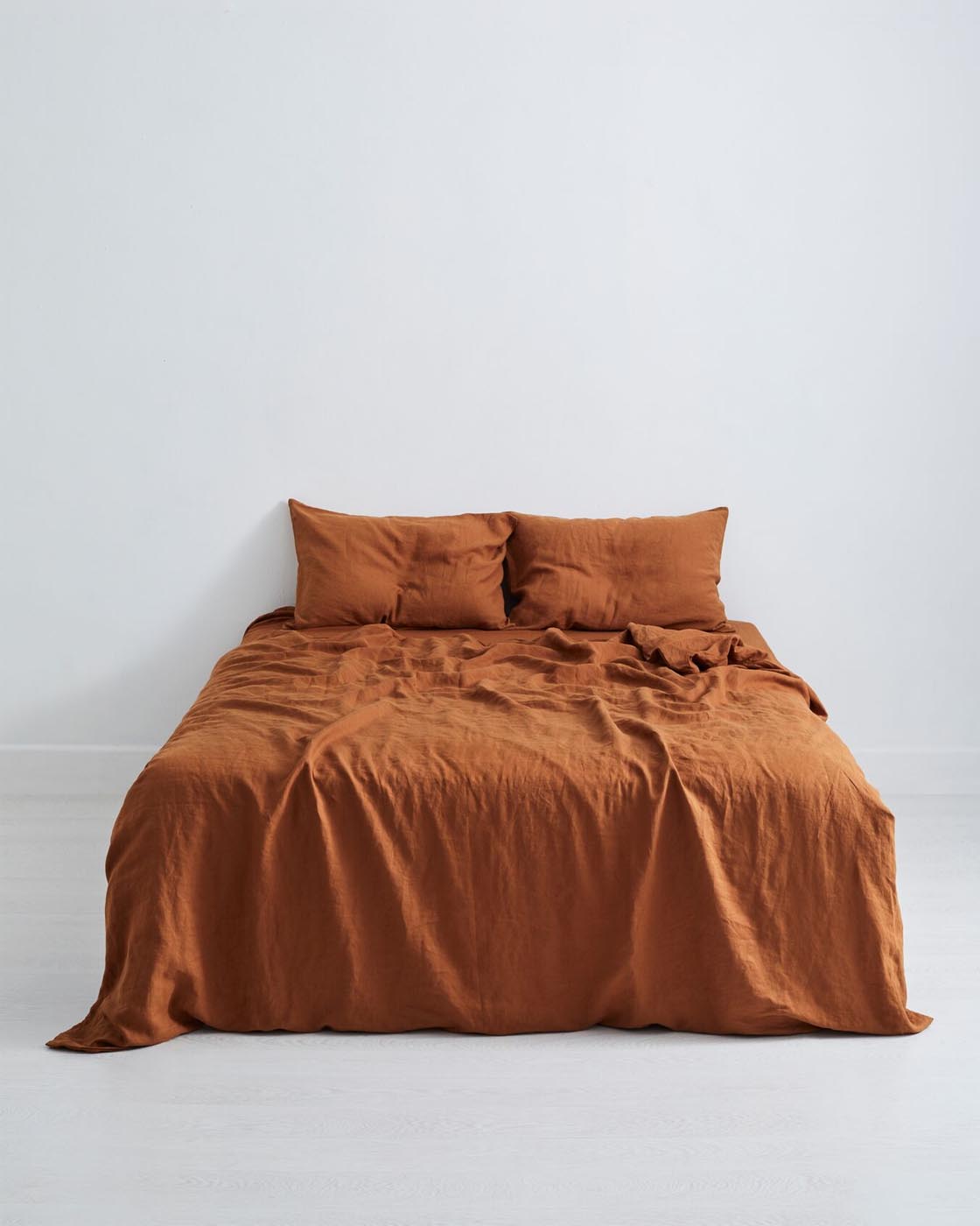 Bed Threads- Rust 100% Flax Linen Bedding Set in KING size