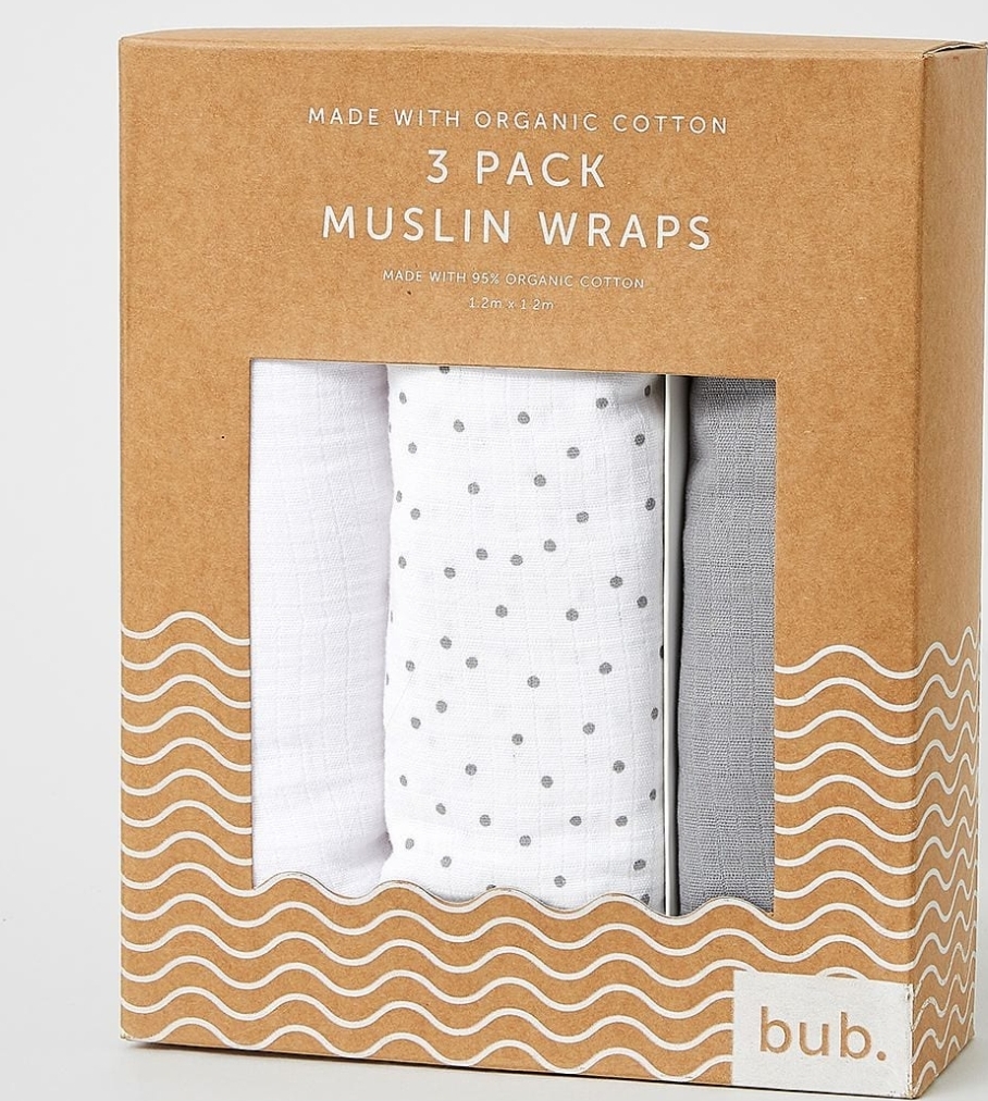 Organic cotton muslin wrap 3 pack