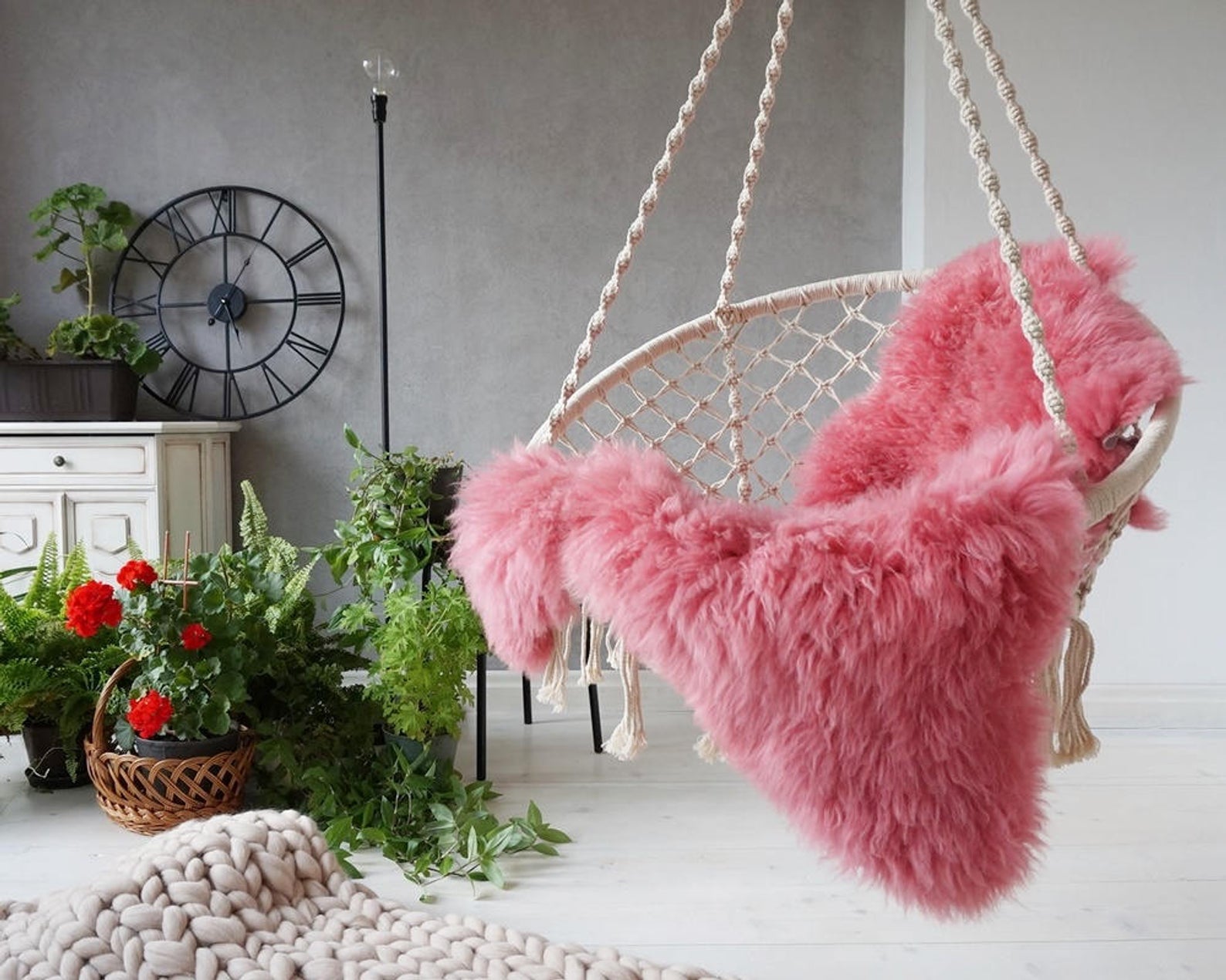 Pink Sheepskin rug