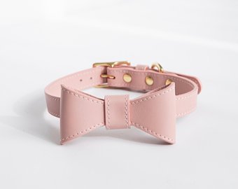 Pink Leather Dog Collar