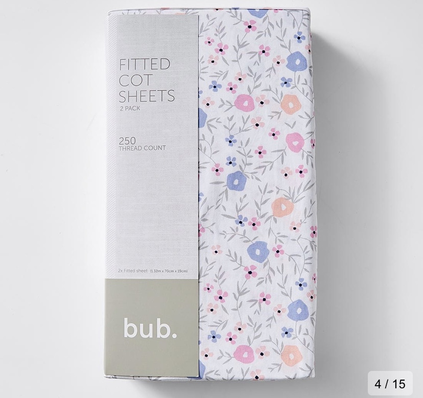 2 Pack Fitted Cot Sheets - Harlow Flower