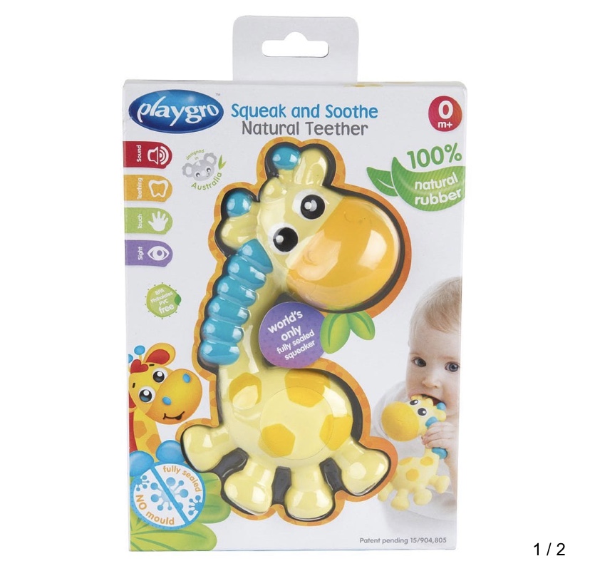 Playgro Squeak and Soothe Natural Teether