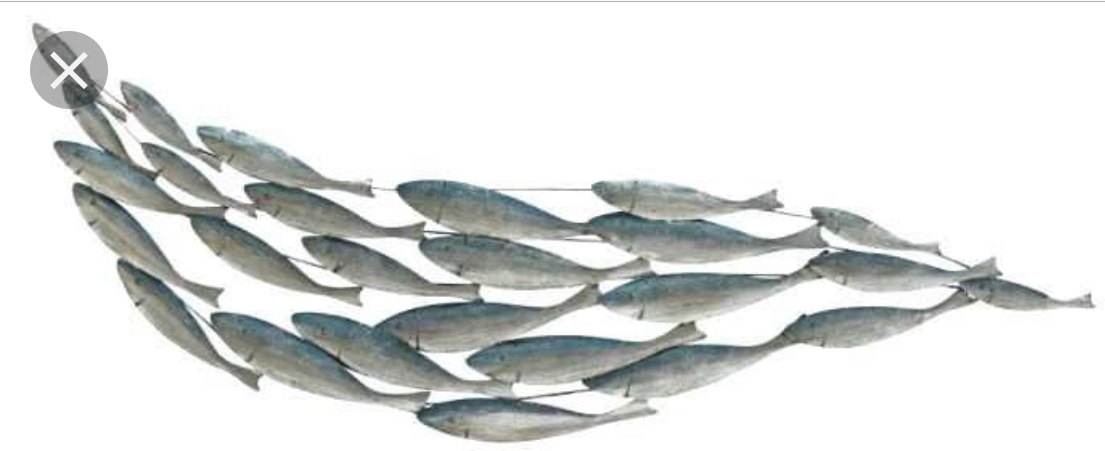 Metal school of fish wall hanging