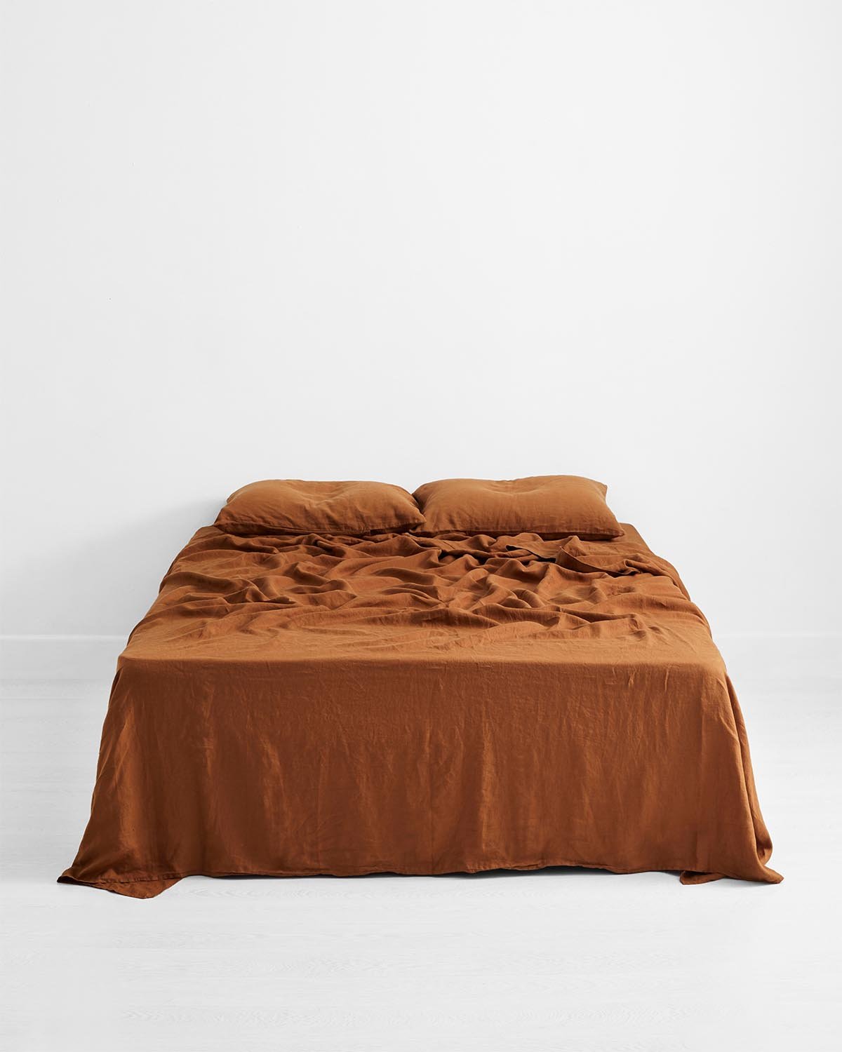 Bed Threads Double Bed Rust 100% Flax Linen Bedding Set