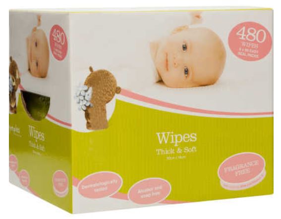 Thick & Soft Baby Wipes 480 Pack - Unscented