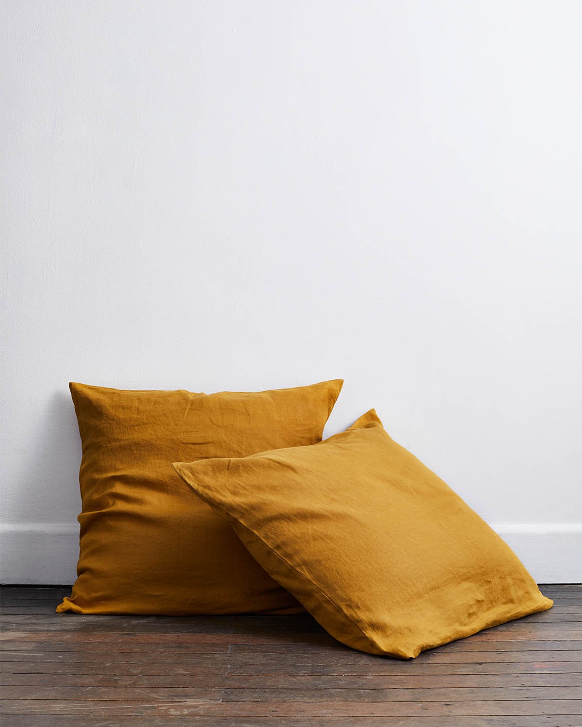Turmeric 100% Flax Linen European Pillowcases (Set of Two)