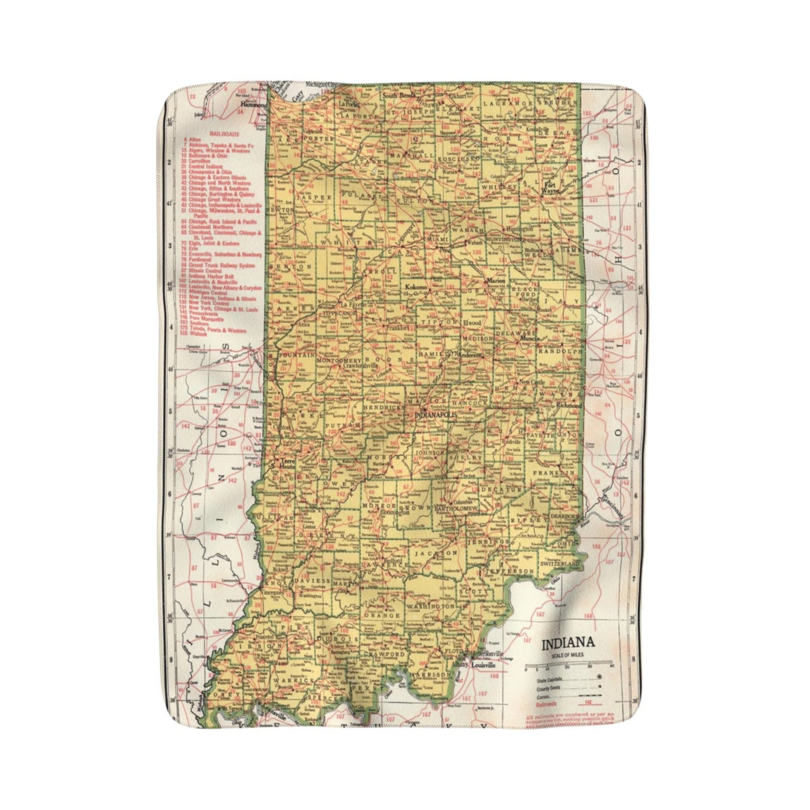 Indiana Map Blanket