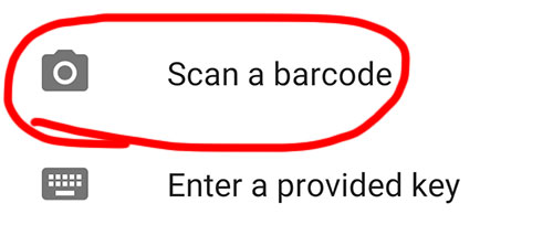 2FA menu with scan option highlighted