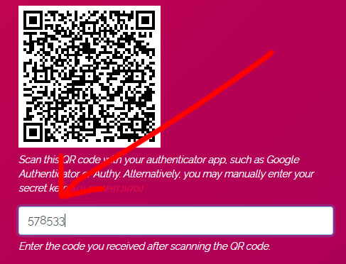 2FA with code entered
