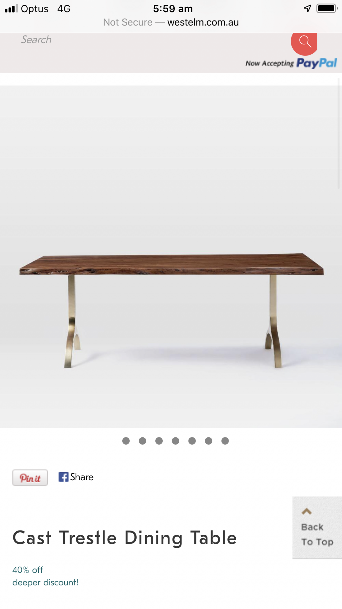 Table for eating at