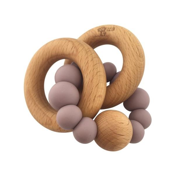 Nature Bubz Luna Silicone and Wood Rattle Teether