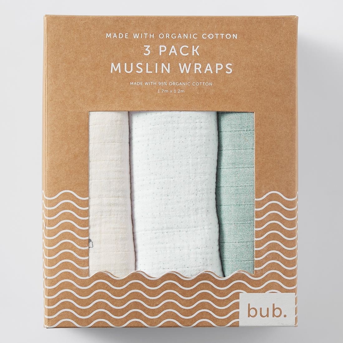 Baby Organic Cotton 3 Pack Muslin Wraps
