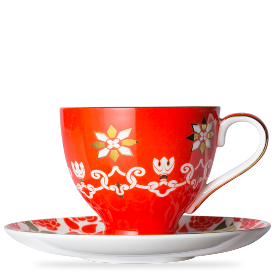 ($34.00 each) Mahabharata Red Tall Cup and Saucer