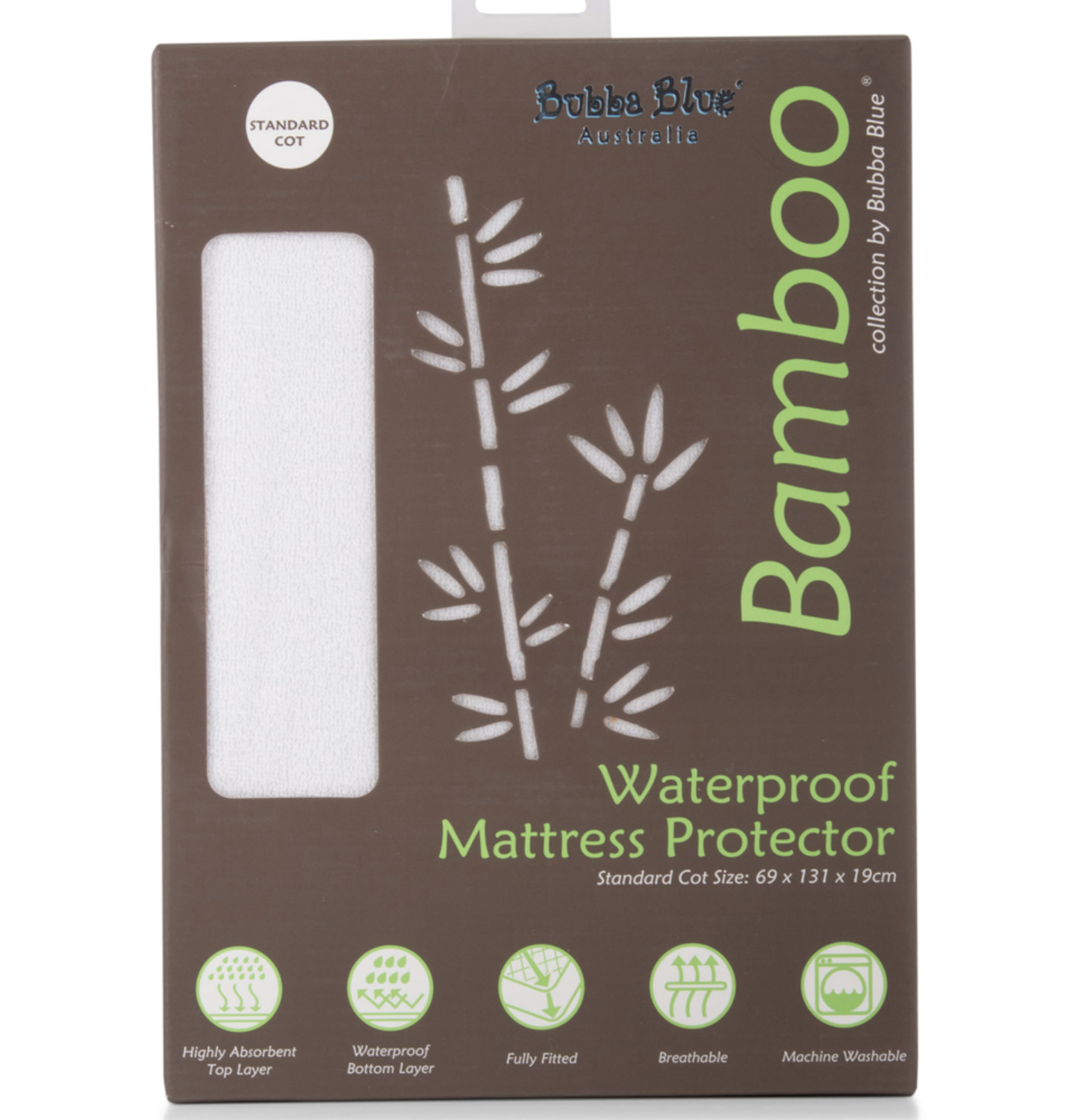 2 Bubba Blue Bamboo Waterproof Cot Mattress Protector Standard