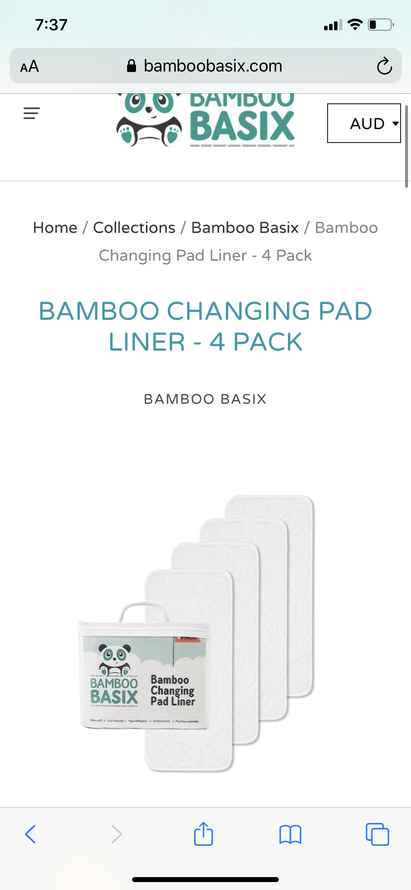 Bamboo change pad liners x4