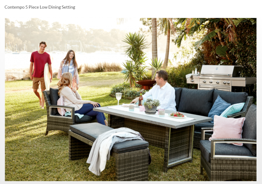 Contempo 5 piece low dining outdoor dining setting