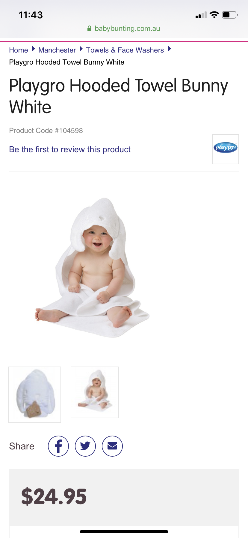 Baby towels x2