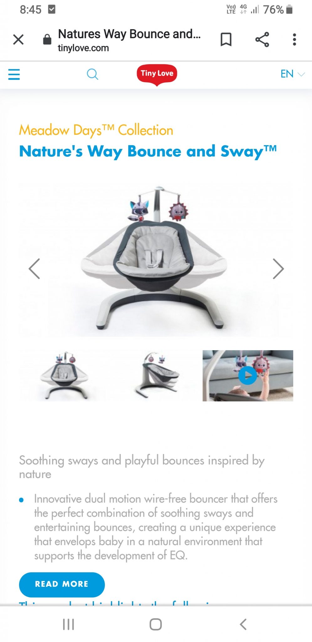 Baby bouncer with vibrations/white noise