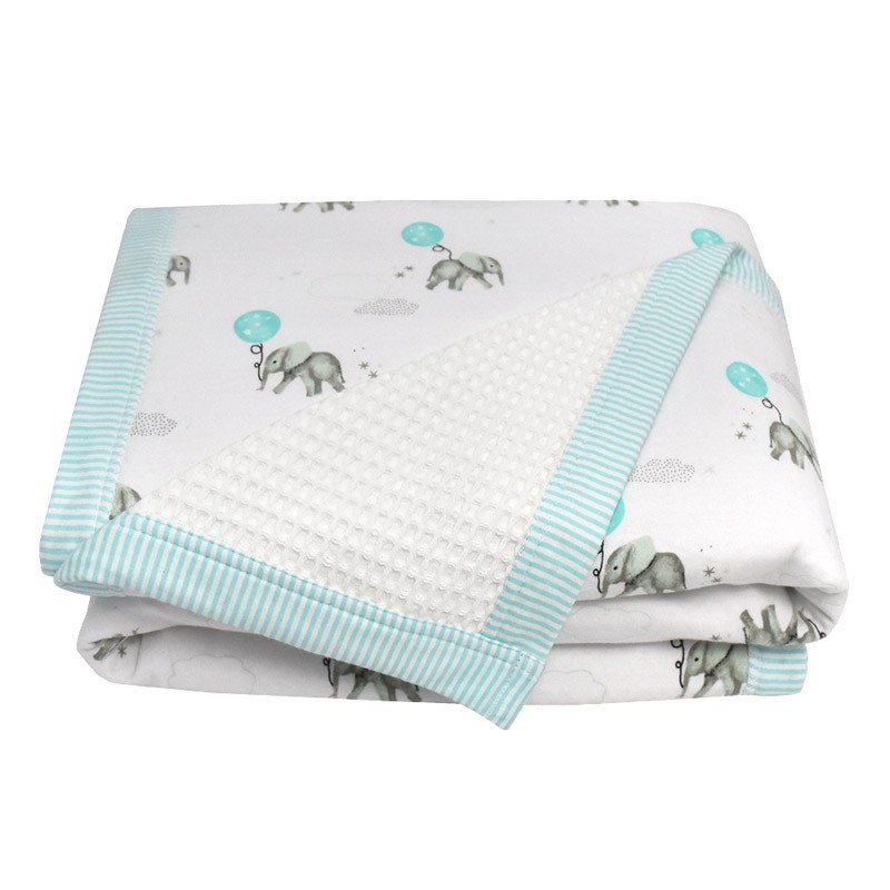 Elephant Cot Waffle Blanket