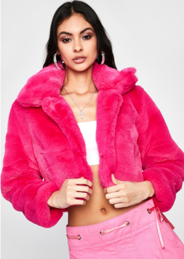 Pink faux fur jacket