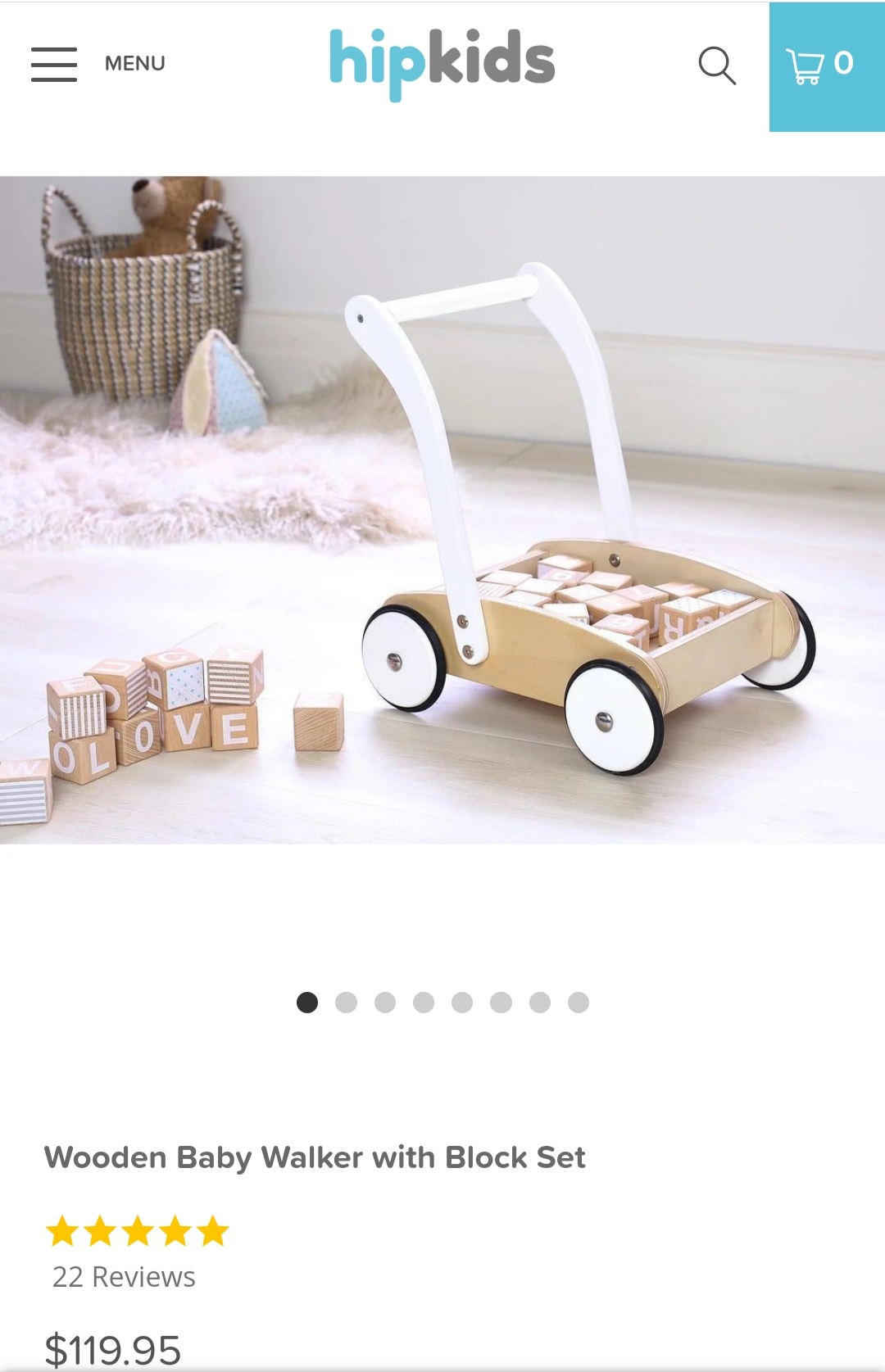 Wooden baby walker with block set