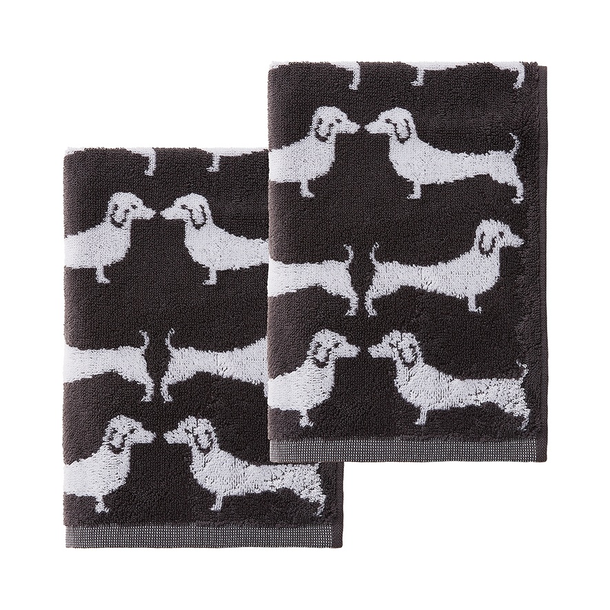Adairs - dachshund coal pack hand towels