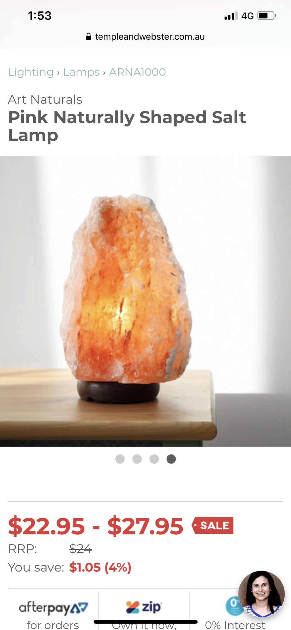 Art Naturals Pink Naturally Shaped Salt Lamp