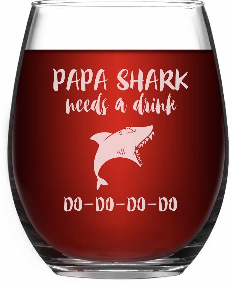 Papa Shark Wine Glass