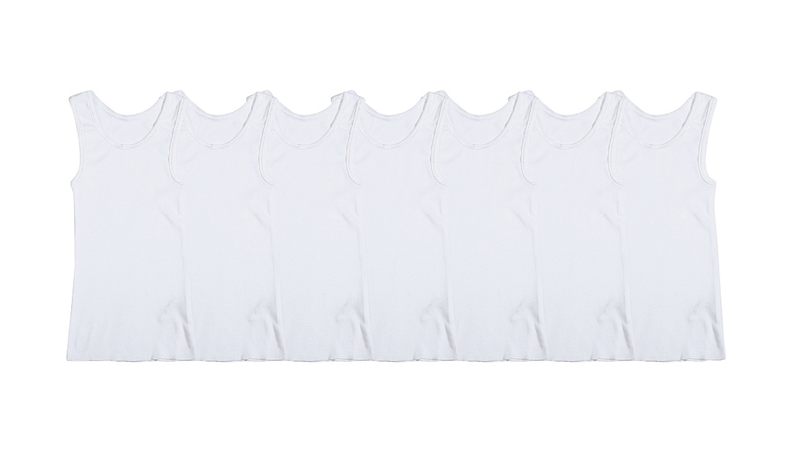 7 Pack Of Singlets White- 1 x newborn, 1 x 000